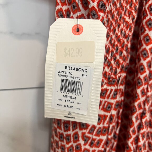 Billabong Sundress, Orange, White, & Gray Diamond Pattern, Medium, With Tags - Picture 3 of 4